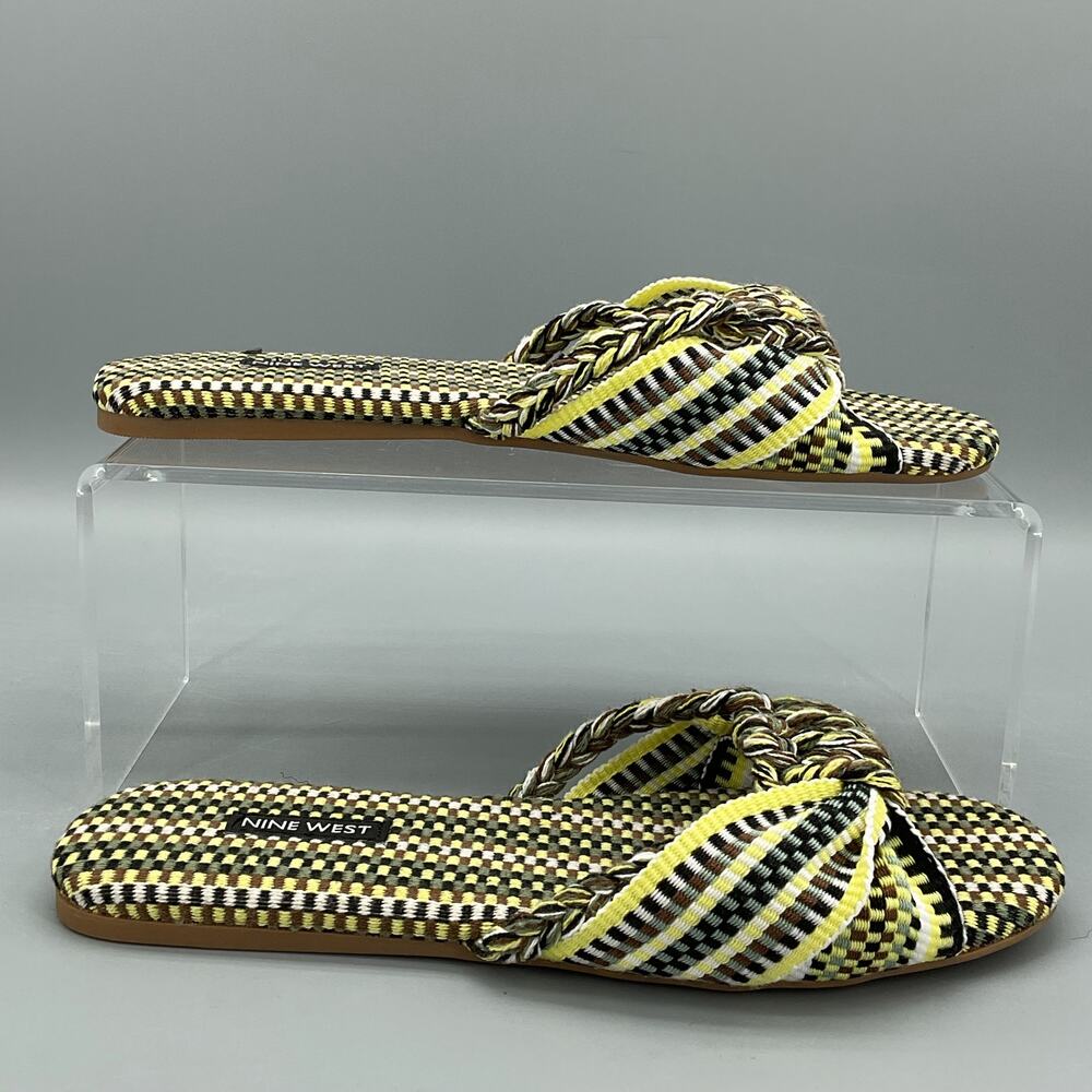 NEW Nine West Women’s Lalta Knotted Flat Slide Sandals Light Green Size 7.5M - Picture 1 of 10